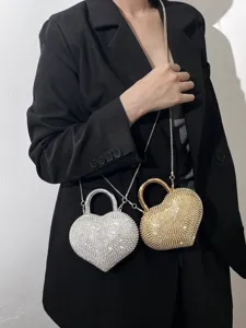 Borsa da Sera a Cuore in Strass da Donna Borsa a Tracolla Mini in Acrilico Lusso Borsa da Festa