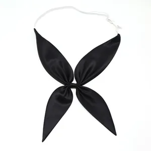Noeud papillon noir style poisson-rouge pour uniforme JK marin avec sangle élastique réglable.