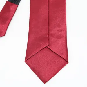 Men solid wine red zipper necktie for business formal suit wedding groom and best man wear.