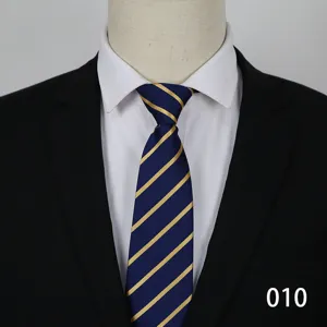 Blue striped tie for men, business formal zipper necktie for wedding and office wear.