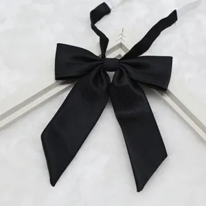 Black fine-ribbed pointed collar bow tie for JK uniform and school sailor suit detail.
