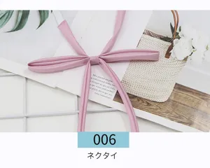 Solid pink JK uniform necktie for women, Japanese sweet style smooth satin ribbon bow