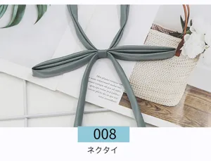 Solid color JK uniform neck ribbon, elegant grey-green satin bow tie for sailor suit style.