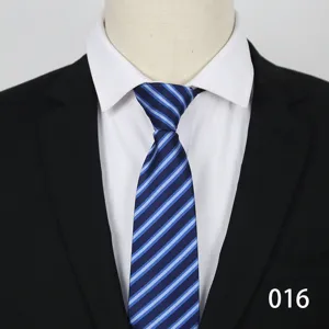 Classic blue striped men's business tie with convenient zipper design for formal wear.