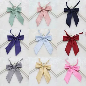 JK Uniform Bowtie Solid Color Fine Ribbed Pointed Long Handle Collar Flower Sailor Suit Necktie Casual Fashion Accessory