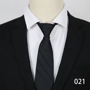 Detail shot of a black business men's tie on a mannequin, professional formal wear.