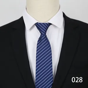 Men's business formal zipper tie, blue striped lazy tie design, professional necktie style.