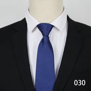 Men's business zipper tie blue textured professional wedding necktie for daily work formal wear