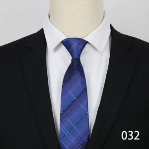 Men's blue striped zipper tie detail, classic business formal wear for wedding and office.