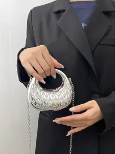 Akryl Diamant Kette glänzende Halbmond Umhängetasche für Damen, elegante Handtasche.