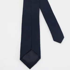 Men's solid navy blue business formal necktie for office suit wedding groom and groomsmen