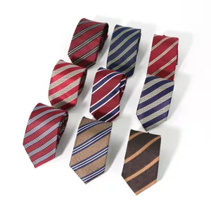 Men's business striped tie detail, professional suit tie accessory, classic design, high quality.