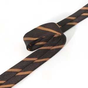 Men's business formal striped tie, professional brown necktie for suit shirt matching.