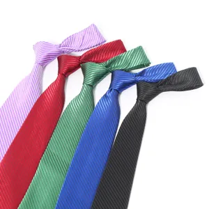 Men's Business Jacquard Woven Tie Classic Striped Polyester Silk Necktie For Wedding Groom Groomsmen Formal Suit