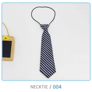 Kids navy blue striped necktie pre-tied elastic band school style uniform necktie