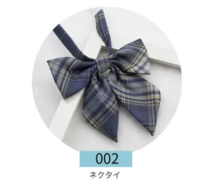 Japanese JK uniform plaid bow tie, blue plaid sailor collar accessory, sweet college style.