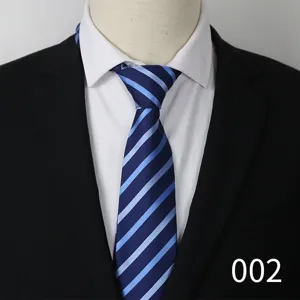 Classic blue striped men neckwear business formal wedding suit 8cm width necktie