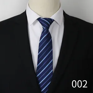 Close-up view of mens business striped tie, classic blue pattern for formal suit.