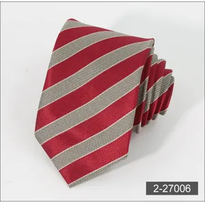 Classic red and grey striped men's business tie, elegant formal wear shirt accessory.
