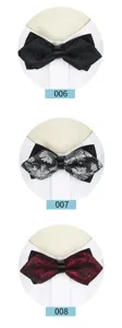 Detail view of men's patterned bowties with stylish floral jacquard design for business wear.