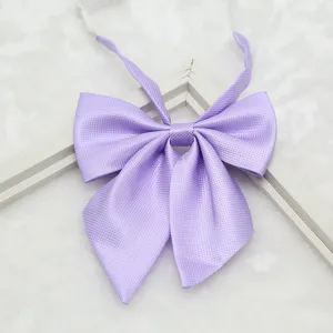 Purple JK school uniform bow tie, Japanese style student collar flower accessory for women.