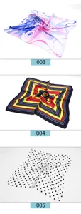 Women 60cm silk square scarf fashion color block geometric polka dot neck wrap shawl