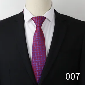 Men's business formal burgundy necktie with elegant blue geometric pattern accessory.