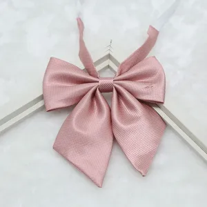 Japanese JK uniform bow tie, solid pink sailor collar accessory for school girls fashion.