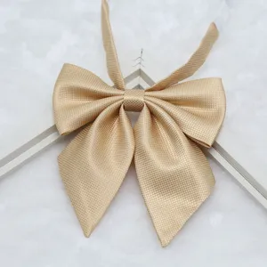 Gold Japanese JK uniform bow tie detail, stylish solid color sailor collar accessory for students.
