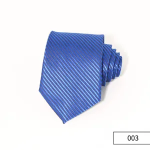 Blue striped men's business tie detail shot, perfect for formal wear, weddings and office events.