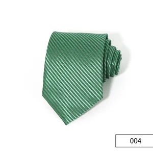 Green striped men's business necktie formal wedding suit neck wear 8cm standard width formal tie