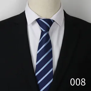 Men business formal suit tie classic navy blue diagonal striped necktie for office wear