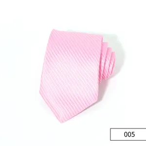 Pink striped men's necktie, elegant business formal wear tie for weddings and office.