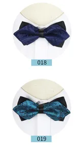 Men formal business wedding paisley pattern bow tie with stylish double layer design