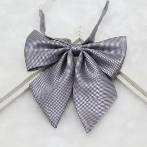 Japanese JK uniform bow tie, gray grid sailor suit collar ribbon for school girls.