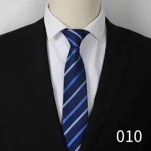 Men's formal business striped tie, classic blue necktie for professional suit wear.