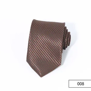 Men's brown striped business necktie formal wear classic suit tie for wedding groom events.