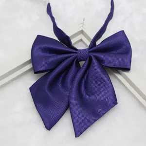 Dark purple grid JK uniform bow tie, Japanese style academy student sailor collar accessory.