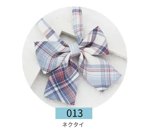 JK plaid bow tie sweet school uniform necktie pleated ribbon collar accessory 013.
