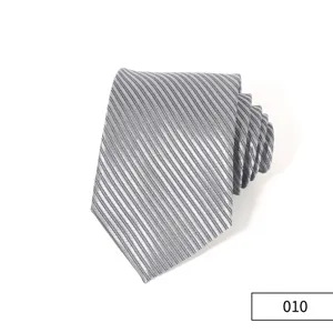 Men's grey striped necktie formal business tie classic style fashion accessory width 8cm