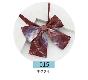 Japanese JK uniform plaid bow tie red blue striped necktie ribbon school accessory