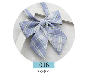Blue plaid JK uniform bow tie, Japanese style student sailor suit collar accessory.