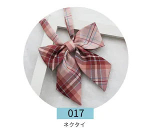 Japanese JK Uniform Plaid Bow Tie Pink Tartan Ribbon Sailor Suit Neckwear Accessory