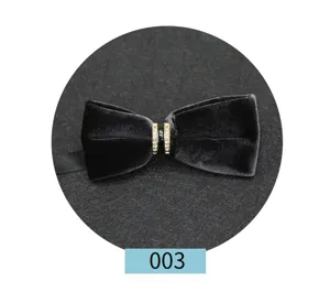 Noeud papillon en velours noir pour costume homme, accessoire élégant avec strass.