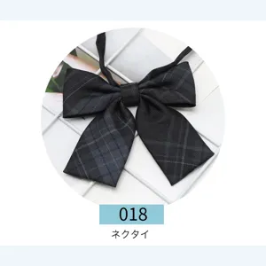 Japanese JK school plaid bow tie, classic black striped bowknot for women campus fashion.
