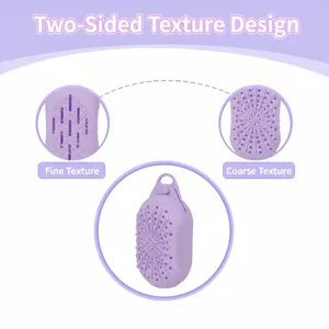 Silicone soap pouch double-sided texture bath scrubber body washing bag with hanging strap