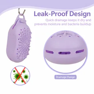 Silicone soap pouch multi-functional bath scrubber with hanging strap and drainage design.