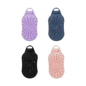 Silicone soap bag exfoliating body scrubber bath brush multi-functional shower strap 4 colors