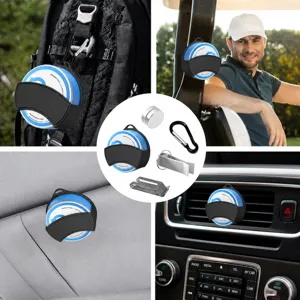 Silicone magnetic car sun visor clip and air vent holder for round tins, multi-functional.