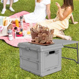 Caja de almacenamiento plegable para exteriores camping picnic mesa multifuncional gris
